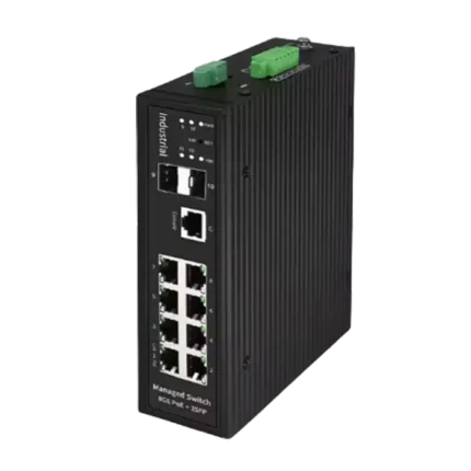 8 端口 PoE 全千兆工业级网管型 PoE 以太网交换机，带 2 个 SFP DIN 导轨网络交换机 24V/48V BT_90W PoE 交换机