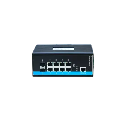 DIN 导轨式管理型 PoE 工业以太网交换机 8 个千兆 PoE 端口 + 2 个百兆光纤端口 IP42 防护等级 SNMP QoS